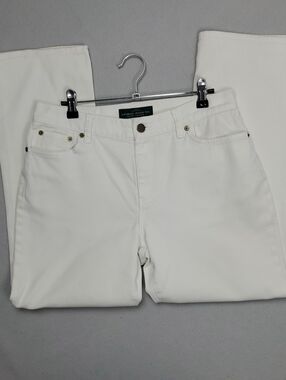 Ralph Lauren Women's Straight-Leg White Jeans Ankle Length